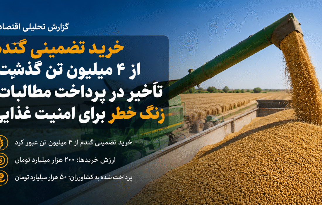 خرید تضمینی گندم از ۴ میلیون تن گذشت؛ تأخیر در پرداخت مطالبات، زنگ خطر برای امنیت غذایی